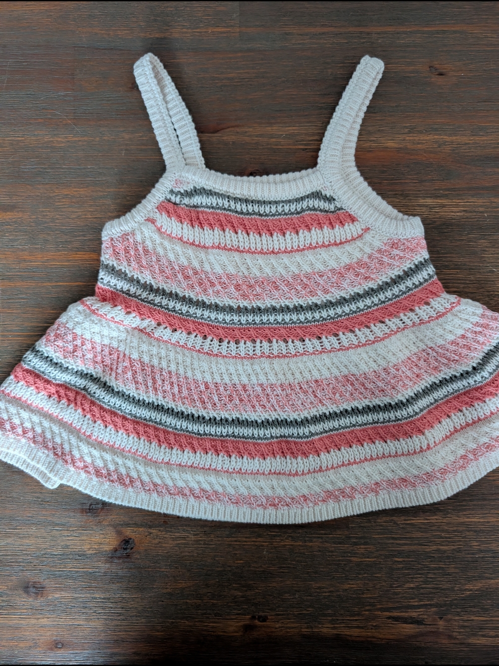 Girls Knit Striped Tank Top - White & Pink